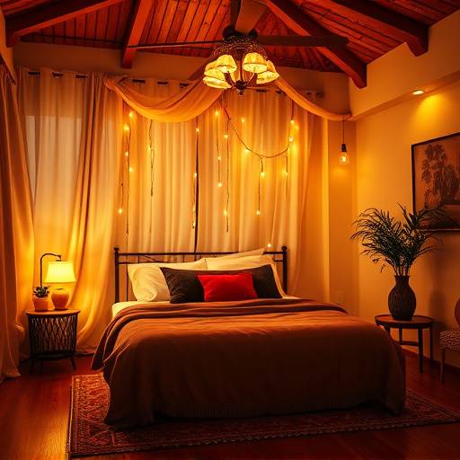 Exemplo de design de interiores brasileiro com quarto de casal aconchegante e romântico